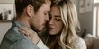 © LukaszDesign - The pair kisses and hugs with love, support, and intimacy at home. Households embrace happiness, caring, trust, gratitude, sweet, relationship, and security.