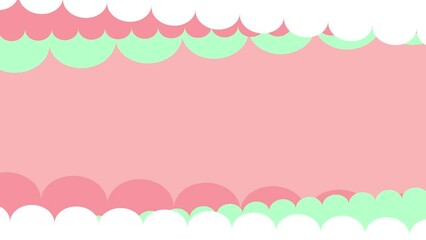 Wall Mural - pop cute clouds line geometric frame animation background