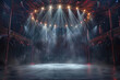 © Vovmar - Circus arena in the light of spotlights, stage of a moving circus. Touring circus. Generated by artificial intelligence