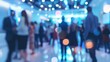 © touseef - Professional business gathering at office center with blurred motion of people socializing and networking at corporate event