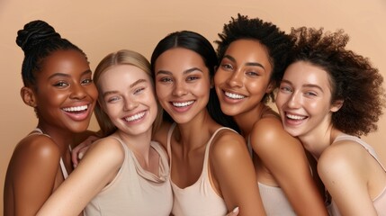 Wall Mural - The happy diverse women group