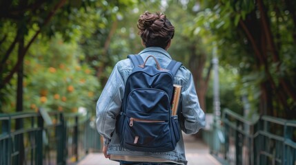 Wall Mural - The student with backpack