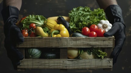 Poster - The wooden box of vegetables