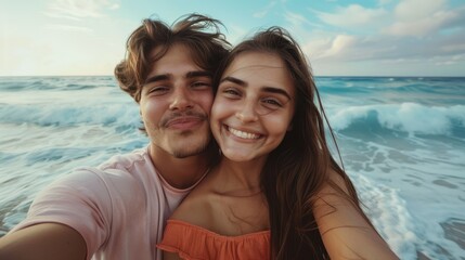 Sticker - A Couple Enjoying Beach