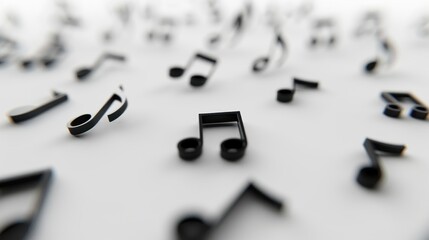 Canvas Print - Black Music Notes Scattered on White Background