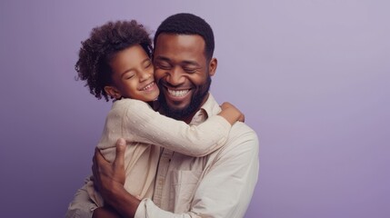 Wall Mural - The joyful father-daughter hug