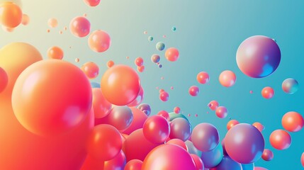 Poster - Abstract 3D render of colorful spheres on a blue gradient background.