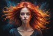 © Giuseppe Cammino - Vibrant abstract portrait with fiery oil paint strokes