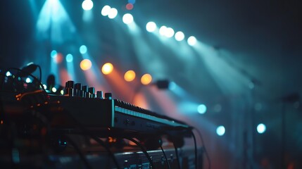 Wall Mural - a keyboard on a stage with lights in the background.