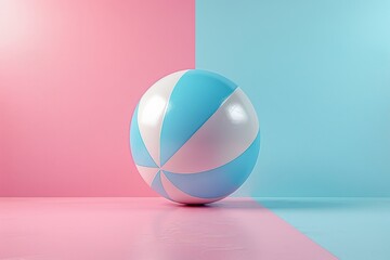 Beach Ball on Pastel Background