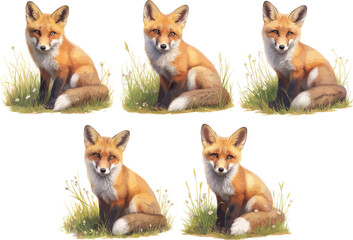 Wall Mural - fox watercolor clipart