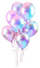 Poster - PNG Pastel hologram foil balloons illuminated celebration anniversary.