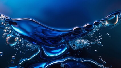 Canvas Print - Water bubbles and ripples with blue background