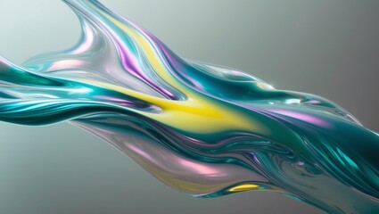 Sticker - A teal, yellow, and purple liquid swirls and flows