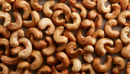 Wall Mural - Many tasty cashew nuts as background, top view