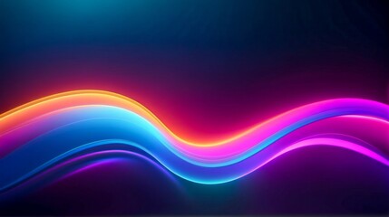 Wall Mural - Colorful waves aura glowing background wallpaper, neon colors, green orange pink