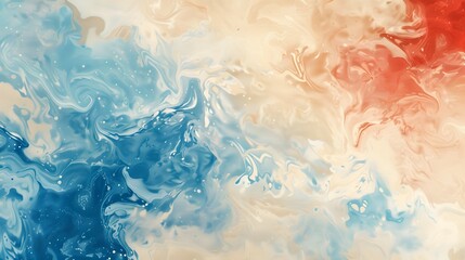 Wall Mural - Abstract Swirling Blue, White, and Red Marble Texture.