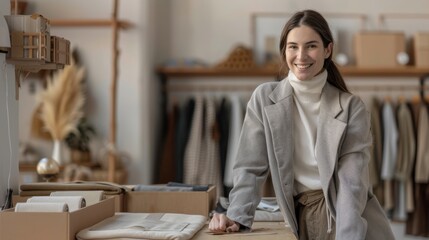 Canvas Print - The smiling woman in store