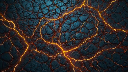 Wall Mural - Fractal lightning on a dark blue background. 3d rendering