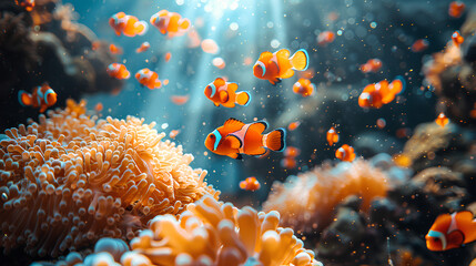 Wall Mural - Underwater world coral reef 3d rendering elements