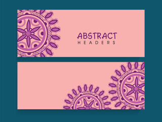 Wall Mural - Social Media Banner or Header Set Decorated with Mandala Ornaments and Copy Space.