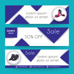 Canvas Print - Female Footwear Sale Banner or Header Design Set with Special Offers for Advertising.