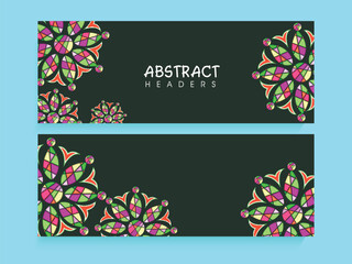 Wall Mural - Social Media Banner or Header Set Decorated with Mandala Ornaments and Copy Space.