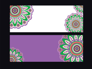 Wall Mural - Social Media Banner or Header Decorated with Mandala Ornaments and Copy Space in Two Color Options.