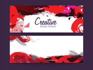 Wall Mural - Abstract Brush Stroke Social Media Banner or Header Set with Copy Space.