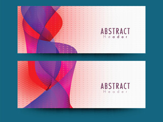 Wall Mural - website header or banner design set with abstract wavy pattern for advertising.