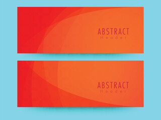 Canvas Print - Abstract Social Media Banner or Header Design Set in Orange Color.