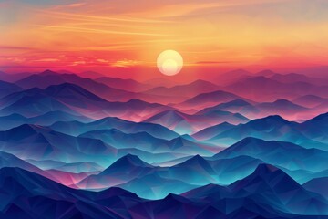 Wall Mural - Stunning Abstract Mountain Sunset