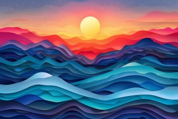 Wall Mural - Abstract Sunset Landscape