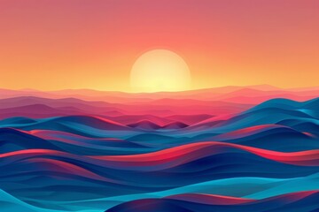 Wall Mural - Abstract Sunset Landscape