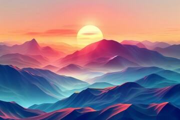 Wall Mural - Dreamy Vibrant Mountain Sunrise