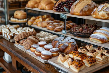 Canvas Print - Bakery Display with Assorted Pastries and Bread