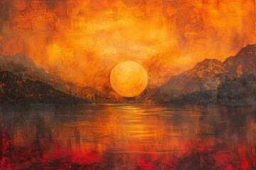 Wall Mural - Abstract Sunrise Over Mountains