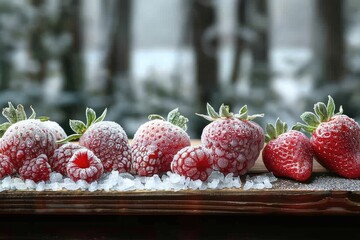 Wall Mural - frozen fruits on the kitchen professional advertising food photography