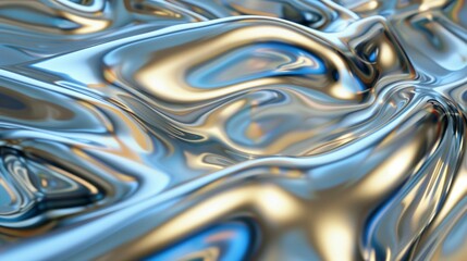 Poster - AI generated illustration of abstract metallic texture with shiny, reflective surface