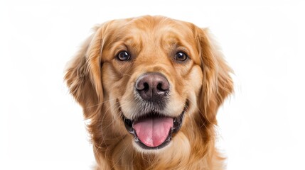 Wall Mural - Happy Golden Retriever Expressions on White Background - Playful and Cheerful Dog Portraits