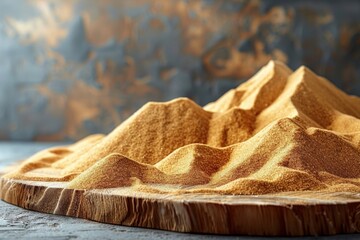 Wall Mural - A Mountain of Golden Powder on Wooden Board