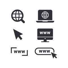 Wall Mural - web icons set. simple line and solid globe icon. go to web symbol icon vector illustration
