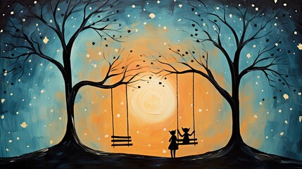 Wall Mural - halloween night scene