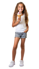 Sticker - PNG A girl holding an ice cream cone standing shorts summer.