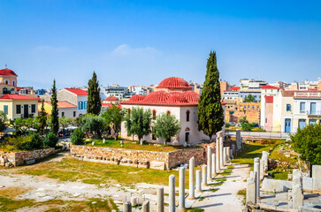 Wall Mural - Beautiful Roman Agora in Plaka District, Athens, Greece.