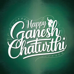 Wall Mural - Happy Ganesh Chaturthi, Celebration, illustration of Lord Ganesha, Text, Ganesh Chaturthi, Typography, Calligraphy, Font, Ganesh Chaturthi Poster, Banner, 
