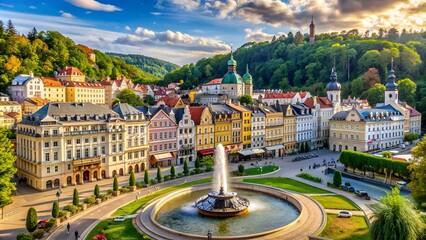 Carlsbad, the famous spa city in western Bohemia, very popular t