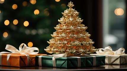 Wall Mural - a gift box with a christmas tree on it