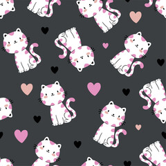 Wall Mural - pattern design for baby fashion with cute cats drawing as vector