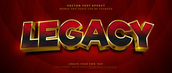 Wall Mural - golden legacy text effect on abstract red background, vector graphic style